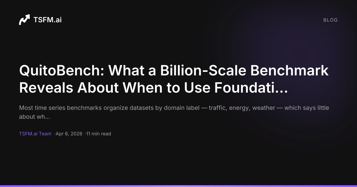 QuitoBench: What a Billion-Scale Benchmark Reveals About When to Use ...